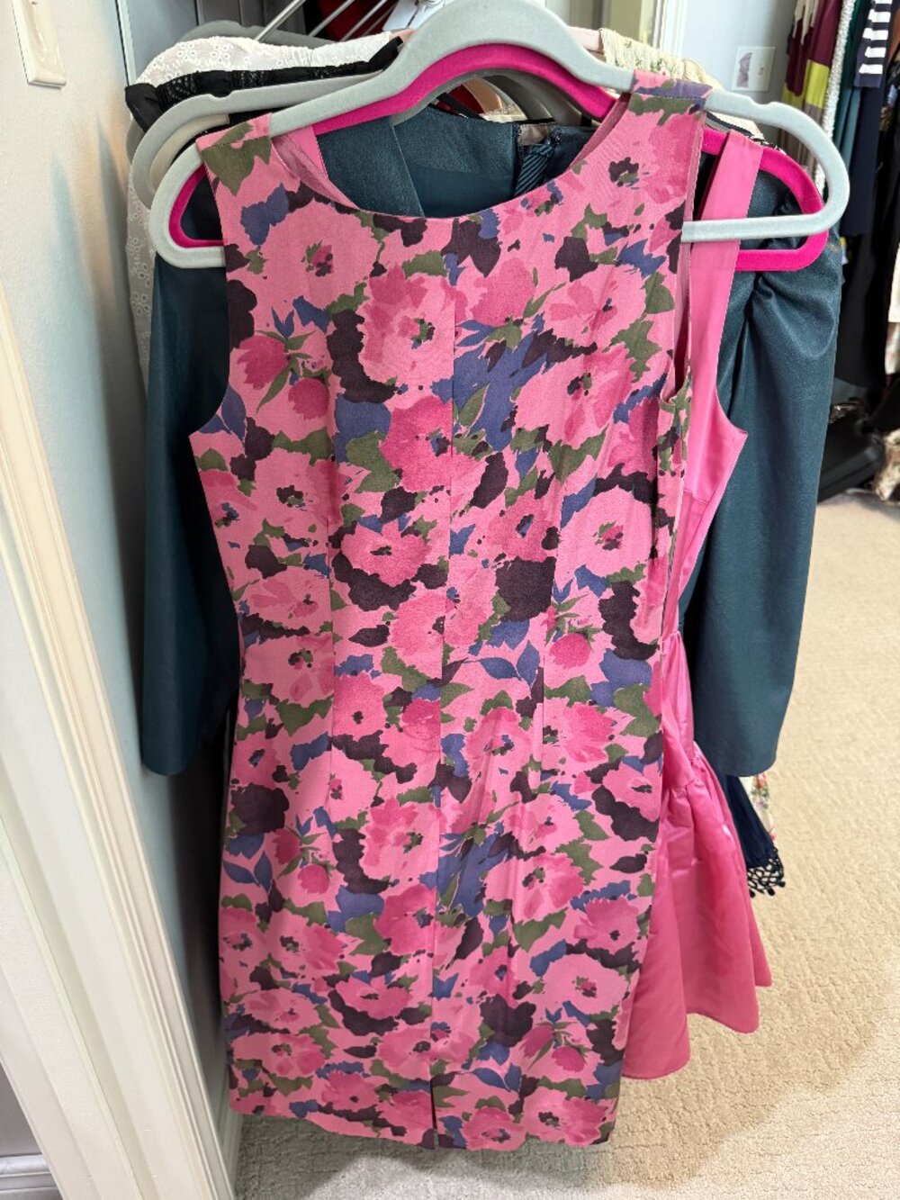Petite Sophisticate Pink & Purple Abstract Floral Sleeveless Shift Dress